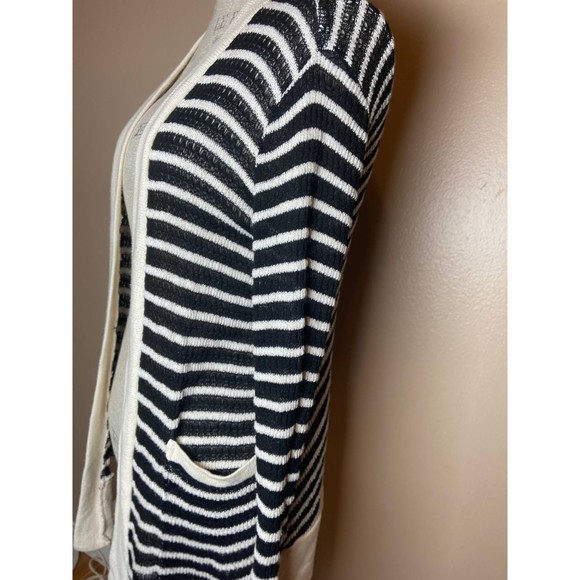 Splendid Black and White Striped Open Front Cardigan with Pockets Size Small - Picture 2 of 7
